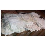 Large lot of crochet tablecloths doilies
