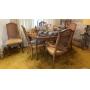 Dining room table & 6 chairs-cane back 2 arm