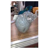 Art glass blown solid glass elephant 4" long