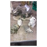 5 miniature elephant figurines resin-type