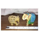 Carved & decorated stone elephants