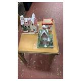 2 glitter Christmas houses , 1 snowman pot