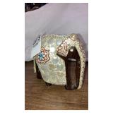 Carved wood elephant with jeweled cover 4" tall