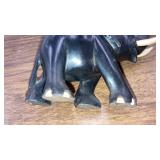 Ebonized wood carved elephant 4" long