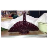 Ruby glass basket 13-1/2"