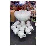 Westmoreland milk glass punch set w/ signed ladle