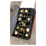 Christmas ornaments in storage bin