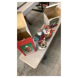 Santa statue and Christmas basket