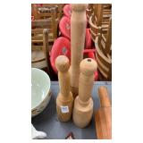 3 wooden kitchen mallets