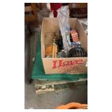 3 small rugs and box of misc items