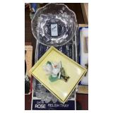 Mikasa relish tray, silver decor dish, glass