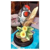 Bisque woodpecker figurine w/ base & box