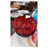 Ruby Red pressed glass rose bowl Westmoreland?