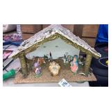 Vintage lighted nativity 10" long