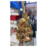 Vintage gold foil tinsel Christmas tree w/