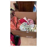 Large box of tablecloths linens