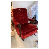 Gooseneck platform rocker red crushed velvet