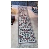 Fringed floral runner rug 88" long