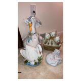 Figurines lot cats swan chalk ware ceramic