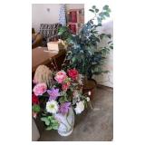 Faux weeping fig tree, large silk florals