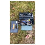 Tool box with tools and tap die set