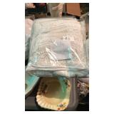 Crocheted cafe curtains and table cloth