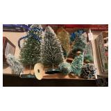 Tray lot of Christmas village trees