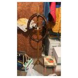 Wood coat tree and oval picture frame