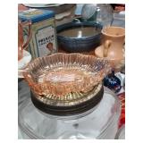 Pink depression glass 5 pieces