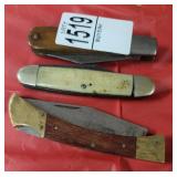 3 pocket knives 1 barlow