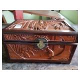 Oriental carved little chest