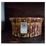 Vintage brown/yellow drip glazed pot