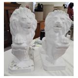 Pair of cement lions 20" tall