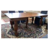 6-ft antique oak table reeded legs& 2 extra boards