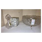 Leaded glass footed bowl, Crystal perfume bottle