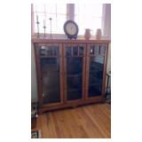 Antique Mission oak glass front bookcase 60" wide