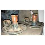 Pair of pottery candlesticks