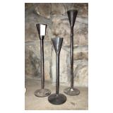 Set of 3 tall metal candle holders -tallest is