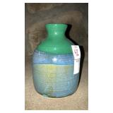 5" pottery vase bottle Signed Eash 70