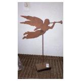 Metal trumpeting angel decor 21" h