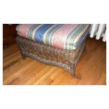 Wicker ottoman w/ cushion 23" long