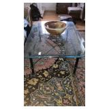 Glass & iron coffee table 48" x 34"