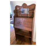 Antique oak drop- front desk bookcase 30" wide