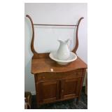 Antique oak wash stand 30" w