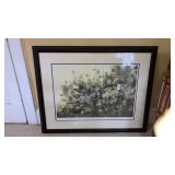 Large framed Wild Daisies print  39" x 31" signed