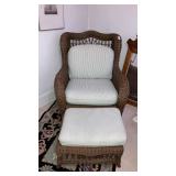 Ethan Allen Wicker cushioned rocker w/ottoman