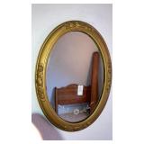 Oval Etched gilt frame mirror 23" high