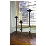 3 iron candleholders tallest is 15"