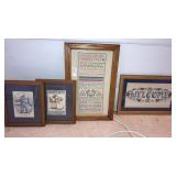 4 pcs framed needlework & art