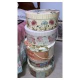 Stack of 5 fancy hat boxes